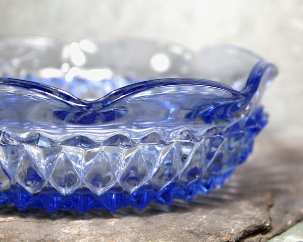 Vintage Pale Blue Pressed Glass Bowl | Blue Glass Serving Bowl | Antique Candy Dish | Light Blue Trinket Dish | Bixley Shop