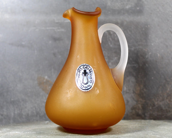 Vintage Pilgrim Glass Mini Pitcher | Frosted Glass Creamer | Amber Glass Pitcher | Bixley Shop