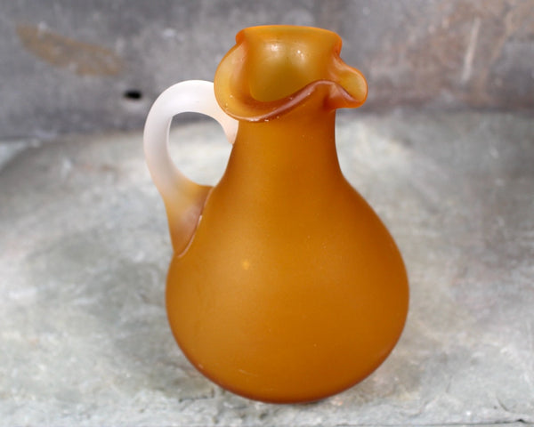 Vintage Pilgrim Glass Mini Pitcher | Frosted Glass Creamer | Amber Glass Pitcher | Bixley Shop