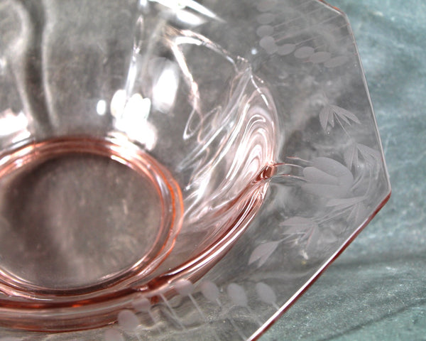 Antique Pink Depression Glass Bowl | Pink Glass Serving Bowl | Antique Candy Dish | Pretty in Pink! | Bixley Shop