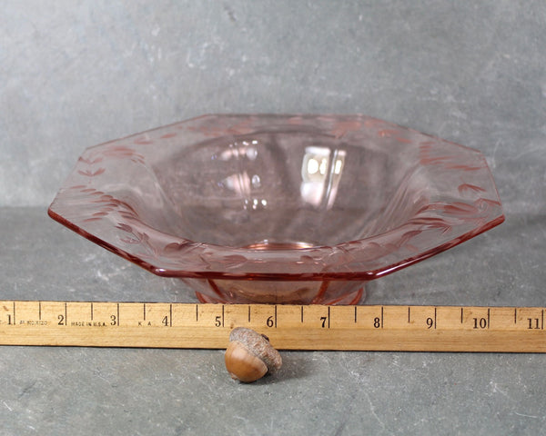 Antique Pink Depression Glass Bowl | Pink Glass Serving Bowl | Antique Candy Dish | Pretty in Pink! | Bixley Shop