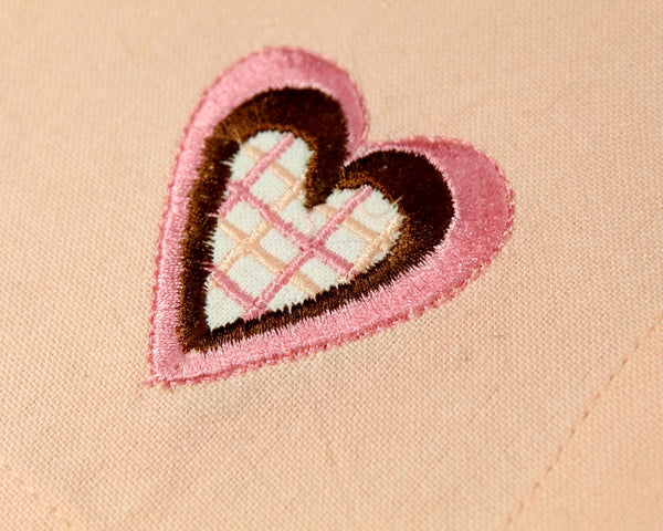 Set of 5 Vintage Peachy Pink Cotton Handkerchiefs/Napkins with Embroidered Hearts | Vintage Wedding | Vintage Valentine's Day | Bixley Shop