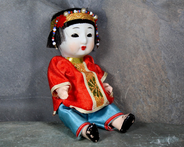 Vintage Sleeping Doll Japanese Bisque Porcelain | Push Voice China Girl Doll | In Original Box | Bixley Shop