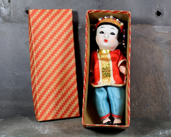 Vintage Sleeping Doll Japanese Bisque Porcelain | Push Voice China Girl Doll | In Original Box | Bixley Shop