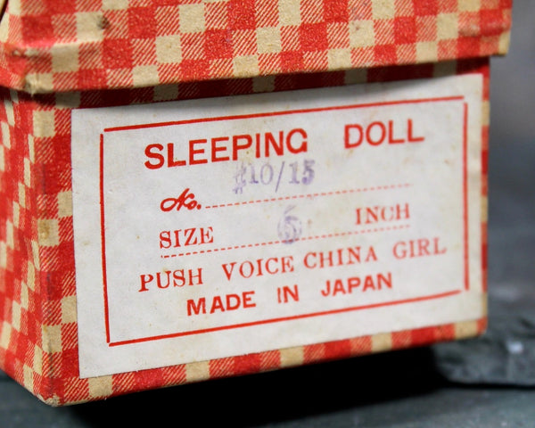 Vintage Sleeping Doll Japanese Bisque Porcelain | Push Voice China Girl Doll | In Original Box | Bixley Shop