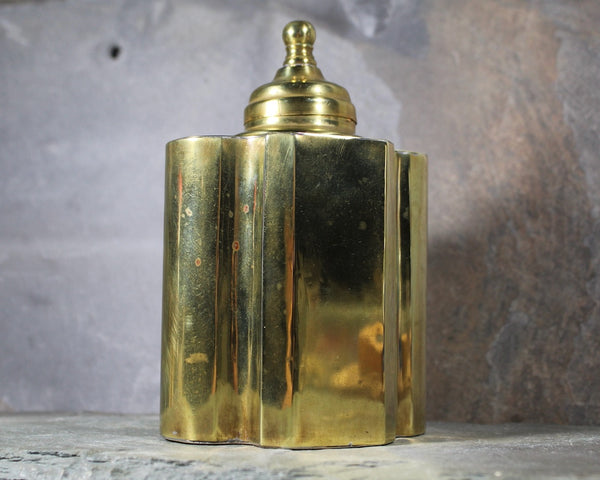 Vintage Quatrefoil Brass Tea Caddy | Brass Tea Canister | Vintage Brass Flask | Bixley Shop