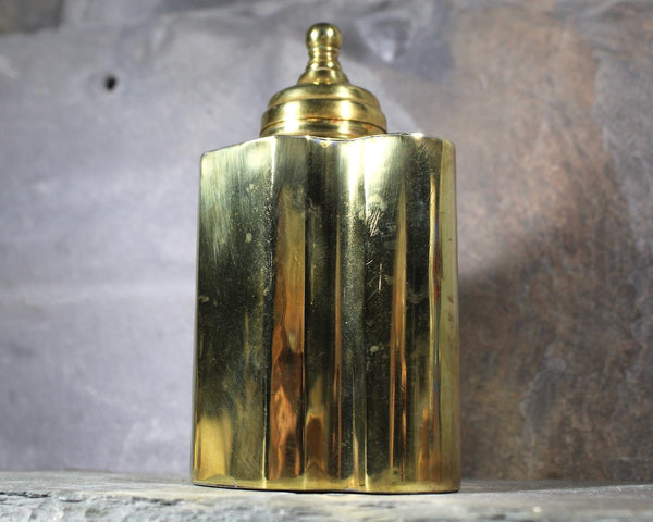 Vintage Quatrefoil Brass Tea Caddy | Brass Tea Canister | Vintage Brass Flask | Bixley Shop