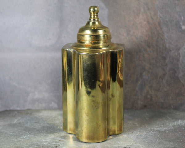 Vintage Quatrefoil Brass Tea Caddy | Brass Tea Canister | Vintage Brass Flask | Bixley Shop