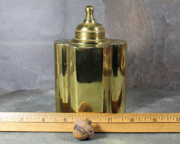 Vintage Quatrefoil Brass Tea Caddy | Brass Tea Canister | Vintage Brass Flask | Bixley Shop