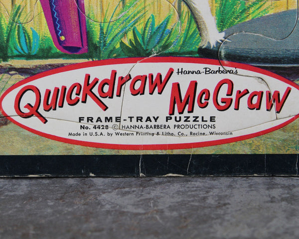 Set of 2 Vintage Frame-Tray Puzzles | Cardboard Interlocking Puzzles | Roy Rogers Puzzle | Quickdraw McGraw Puzzle | Bixley Shop