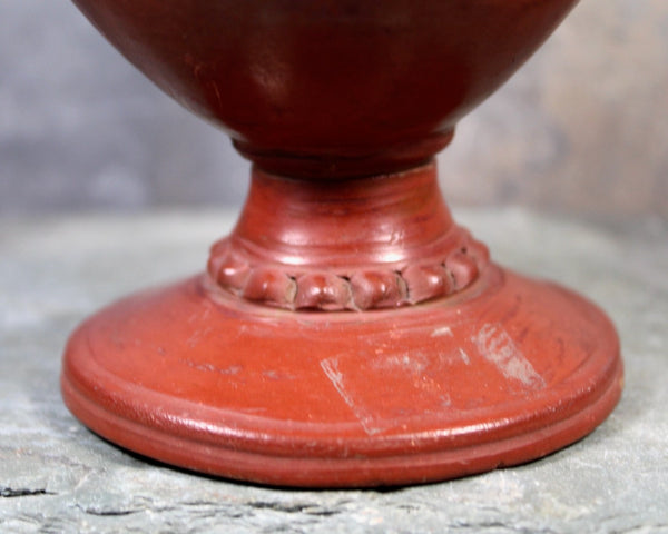 Antique Red Clay Ornately Carved Bottle | Unique Hand Crafted Design | Asian Oil Bottle | Global Decor | Bixley Shop