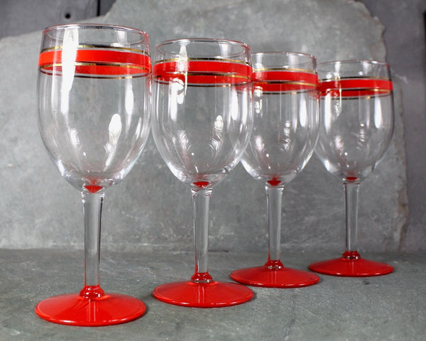 Mid-Century Modern Red Striped Wine Glasses | Christmas Wine Glasses | Groovy Glassware | Bixley Shop