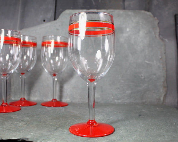 Mid-Century Modern Red Striped Wine Glasses | Christmas Wine Glasses | Groovy Glassware | Bixley Shop