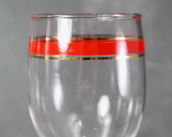 Mid-Century Modern Red Striped Wine Glasses | Christmas Wine Glasses | Groovy Glassware | Bixley Shop