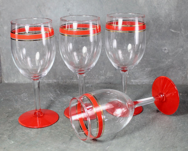 Mid-Century Modern Red Striped Wine Glasses | Christmas Wine Glasses | Groovy Glassware | Bixley Shop