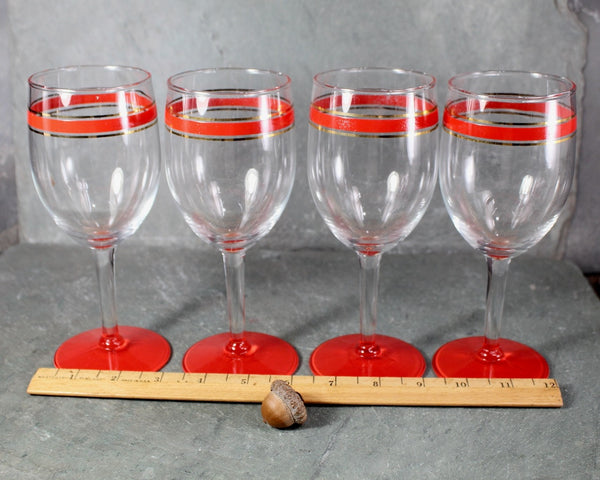 Mid-Century Modern Red Striped Wine Glasses | Christmas Wine Glasses | Groovy Glassware | Bixley Shop