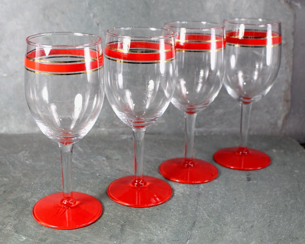 Mid-Century Modern Red Striped Wine Glasses | Christmas Wine Glasses | Groovy Glassware | Bixley Shop