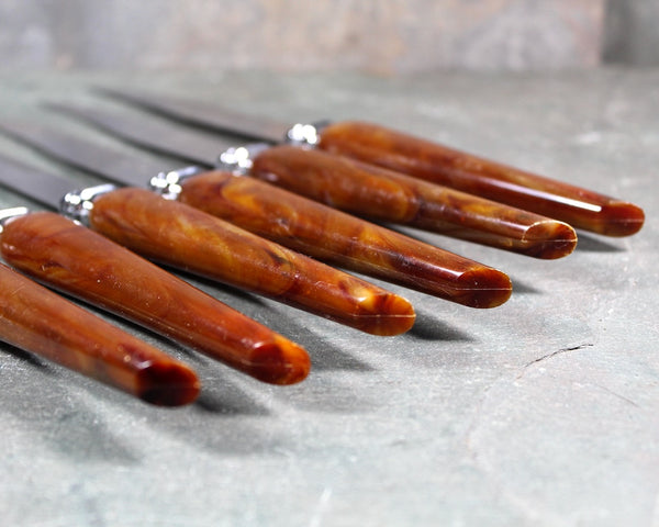 Set of 6 Regent Sheffield Steak Knives | Tortoise Shell Handle English Knives | Holiday Table | Bixley Shop