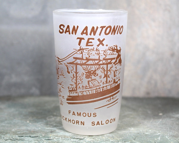 Set of 3 Mid-Century San Antonio Texas Juice Glasses | Texas Frosted Glassware | Mid-Century circa 1960s | 6 Oz Glasses | Bixley Shop