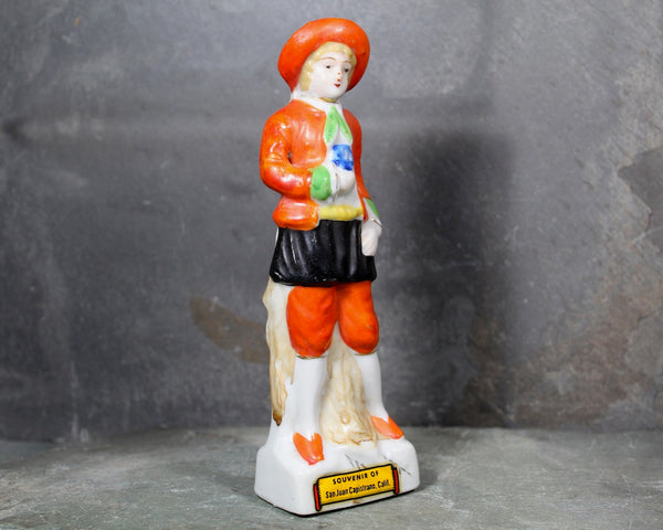 Vintage Ceramic Figurine | Souvenir of San Juan Capistrano | Man in Orange Suite | California Souvenir