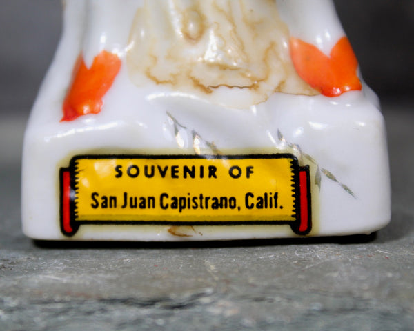 Vintage Ceramic Figurine | Souvenir of San Juan Capistrano | Man in Orange Suite | California Souvenir