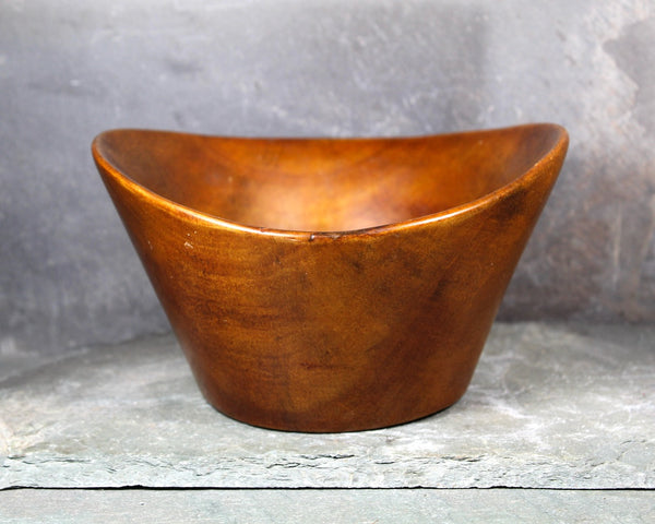 Vintage Mid-Century Carved Wooden Bowl | David Auld Style Small Wooden Bowl | Scandinavian Style Solid Wooden Bowl  | Bixley Shop