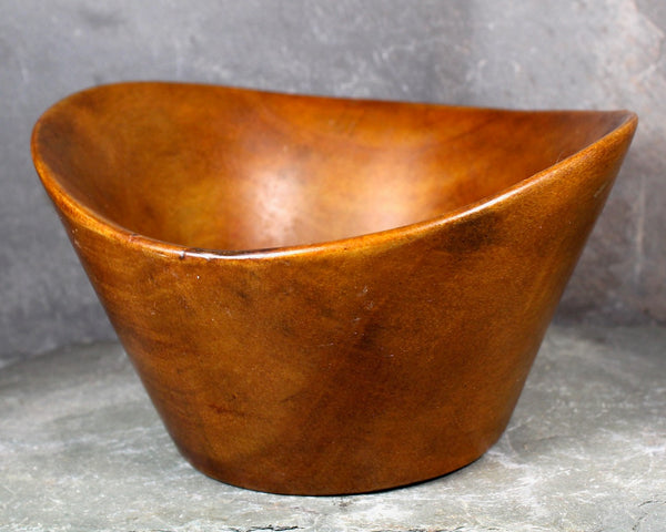 Vintage Mid-Century Carved Wooden Bowl | David Auld Style Small Wooden Bowl | Scandinavian Style Solid Wooden Bowl  | Bixley Shop