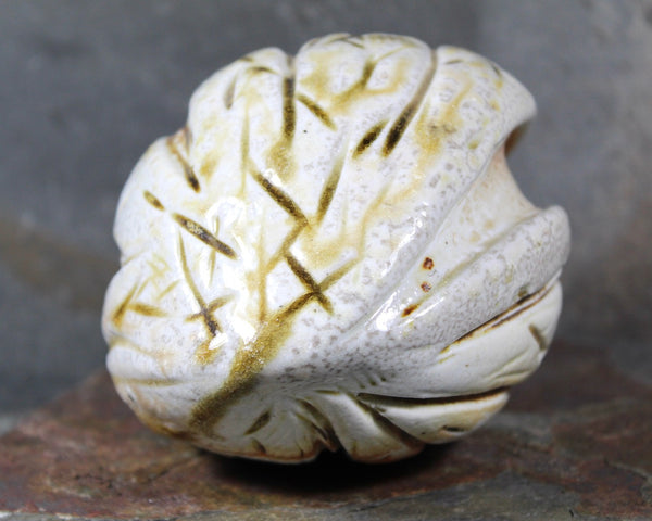 Seed Pod Sculpture | Art Sculpture | Hand Glazed Grayish White Seed Pod | Heavy Sculpture 1.5 Pounds