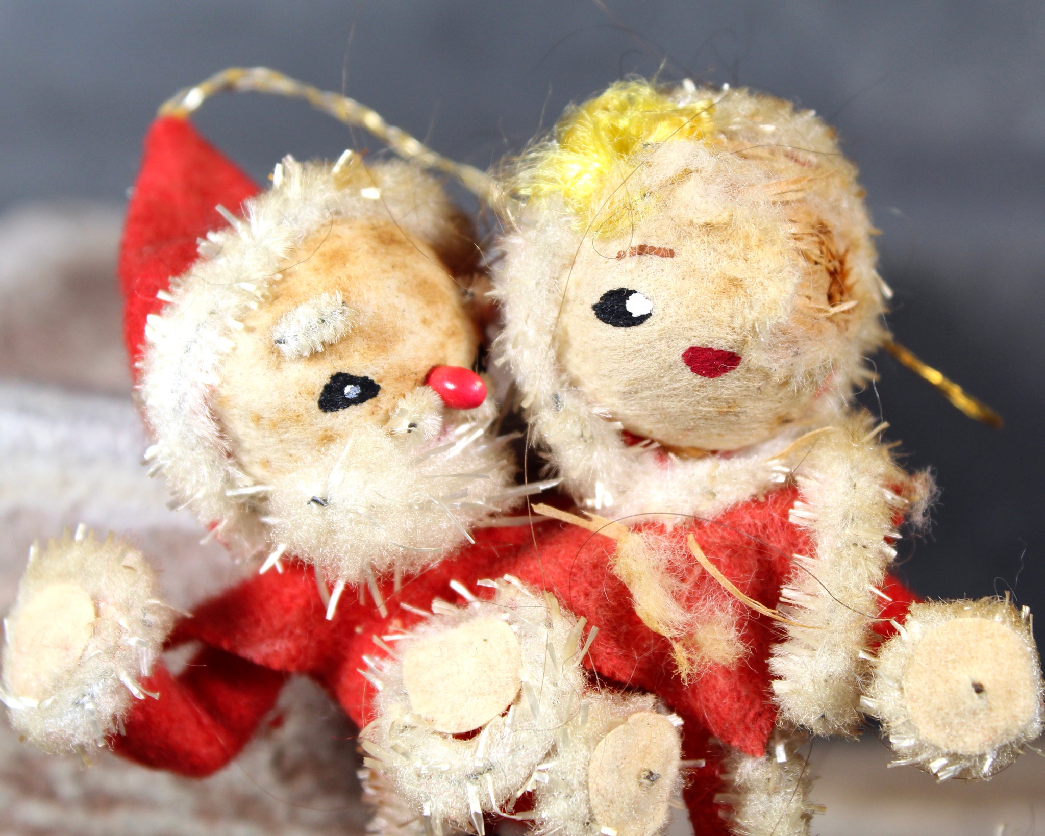 1940s Skinny Santa & Mrs. Claus Wired Ornaments | Spun
