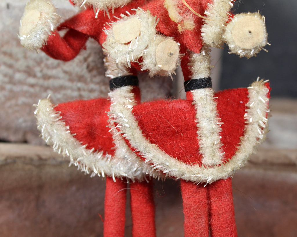 1940s Skinny Santa & Mrs. Claus Wired Ornaments | Spun Cotton and
