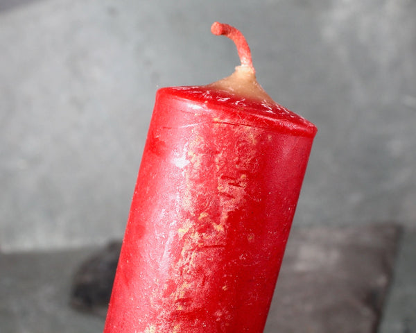 Wooden Spindle Candle Holder with Red Candle | Black Candlestick with Red Cande | Bixley Shop