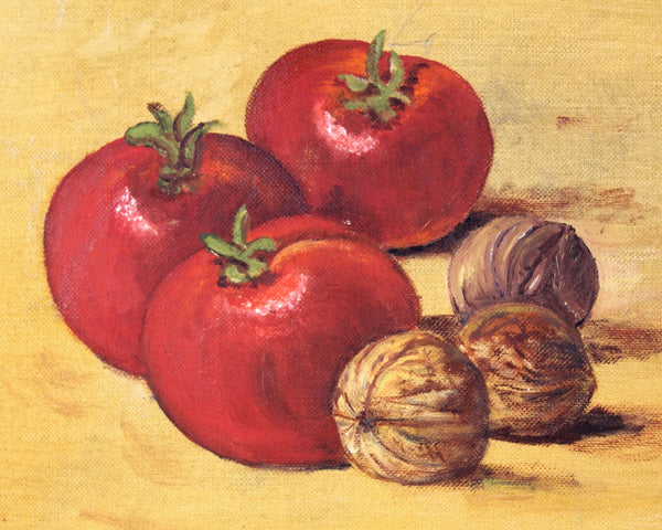 Original, Signed Oil Paintings Your Choice of Apple or Tomatoes | Lillian Slayter Artist | 11.5"x10.25" Wooden Frames | Bixley Shop