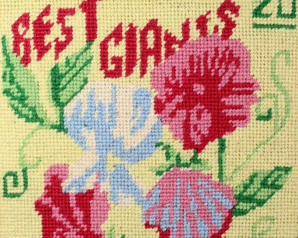 Vintage Framed Needlepoint | Sweet Pea Seed Packet Needlepoint | Bixley Shop