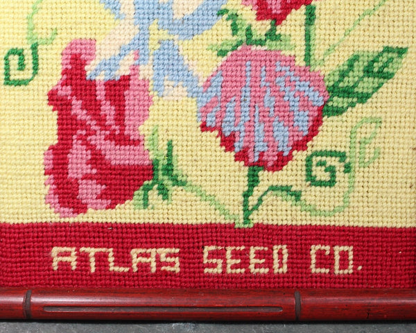 Vintage Framed Needlepoint | Sweet Pea Seed Packet Needlepoint | Bixley Shop