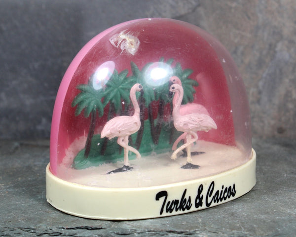 RARE! Vintage Turks & Caicos Souvenir Snow Globe | 1970s Caribbean Snow Globe | Flamingo Snow Globe | Made in France | Bixley Shop
