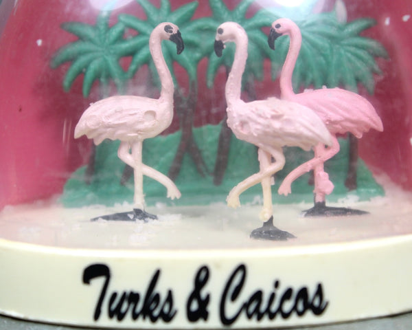 RARE! Vintage Turks & Caicos Souvenir Snow Globe | 1970s Caribbean Snow Globe | Flamingo Snow Globe | Made in France | Bixley Shop