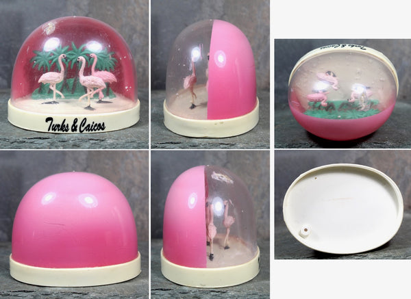 RARE! Vintage Turks & Caicos Souvenir Snow Globe | 1970s Caribbean Snow Globe | Flamingo Snow Globe | Made in France | Bixley Shop