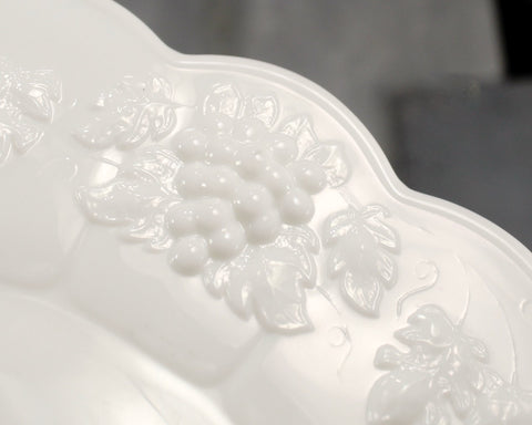 Set of 4 Westmoreland Paneled Grape Milk Glass Dinner Plates | 10.5" Plates | Vintage Milk Glass | Bixley Shop