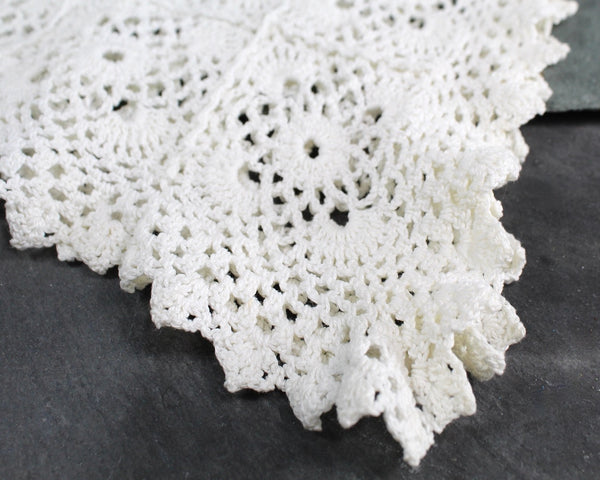 Vintage Hand Made Lace Table Runner | Crocheted Lace Runner 44"x13" | Vintage Linens | Bixley Shop