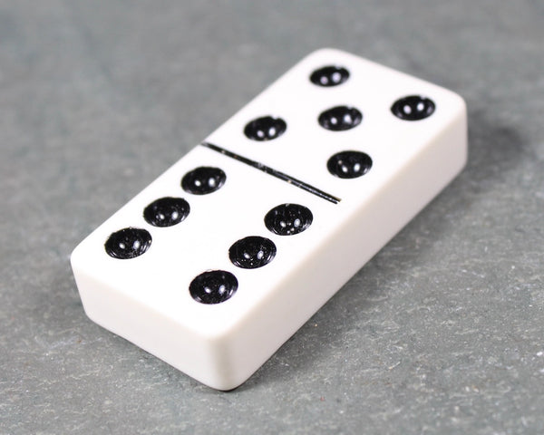Vintage White Domino Set | Bakelite or Celluloid Dominoes | In Original Carrying Case | Bixley Shop