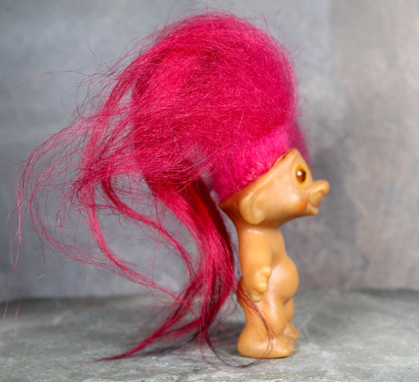 Vintage Wishnick Troll Doll | 3" Troll Doll | Hot Pink Hair Troll | Bixley Shop