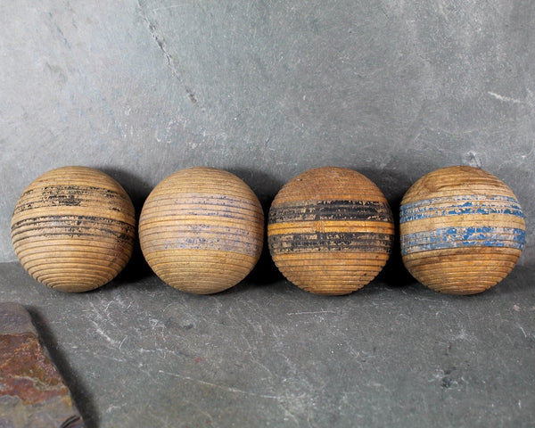 RARE! Antique Croquet Balls | Set of 8 | 1930s/40s Wooden Croquet Balls | Rustic Decor | Bixley Shop