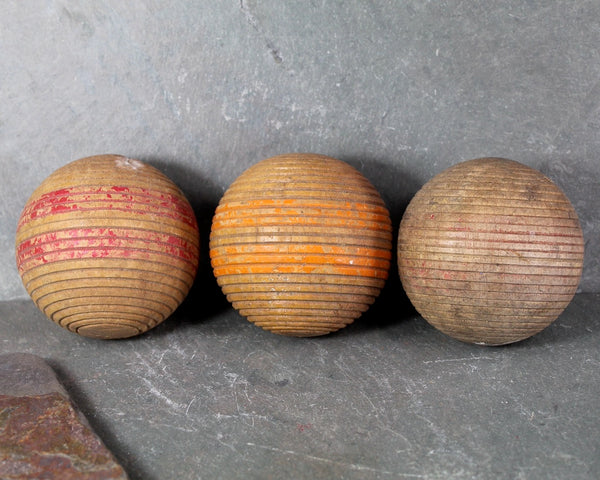 RARE! Antique Croquet Balls | Set of 8 | 1930s/40s Wooden Croquet Balls | Rustic Decor | Bixley Shop