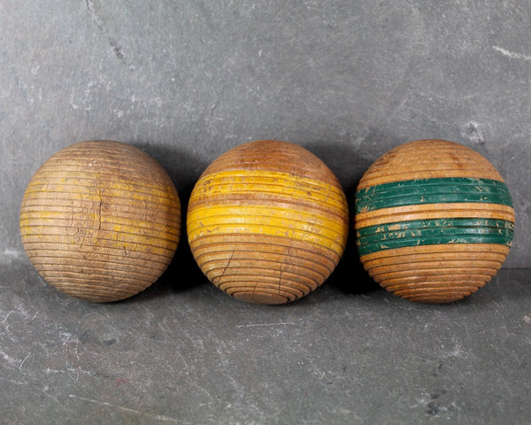 RARE! Antique Croquet Balls | Set of 8 | 1930s/40s Wooden Croquet Balls | Rustic Decor | Bixley Shop