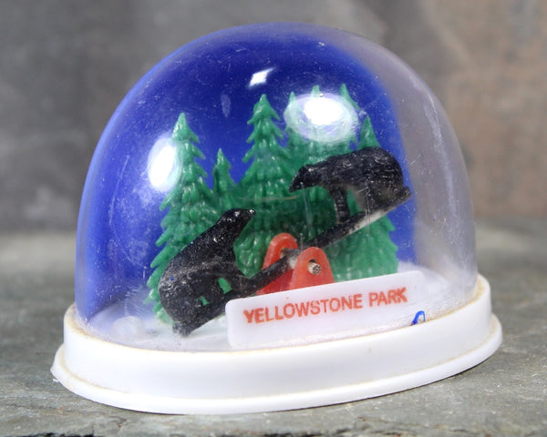 RARE! Vintage Yellowstone National Park Souvenir Snow Globe | 1970s Yellowstone Show Globe | Bears on Seesaw Snow Globe | Bixley Shop