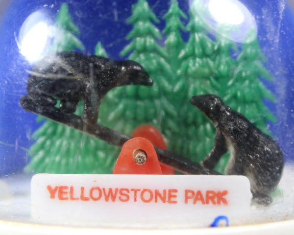 RARE! Vintage Yellowstone National Park Souvenir Snow Globe | 1970s Yellowstone Show Globe | Bears on Seesaw Snow Globe | Bixley Shop