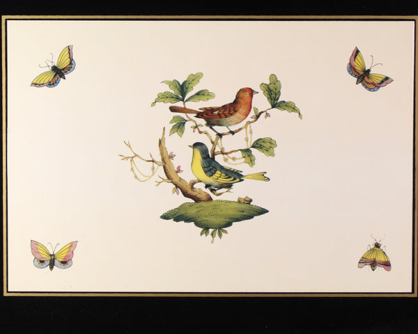 Vintage Lacquered Tray with Bird Design | Ebbels of England Lacquered Tray | Birds and Butterflies | Bixley Shop