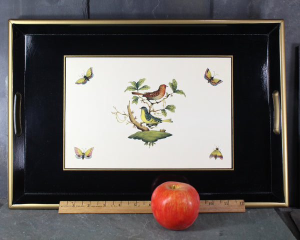 Vintage Lacquered Tray with Bird Design | Ebbels of England Lacquered Tray | Birds and Butterflies | Bixley Shop