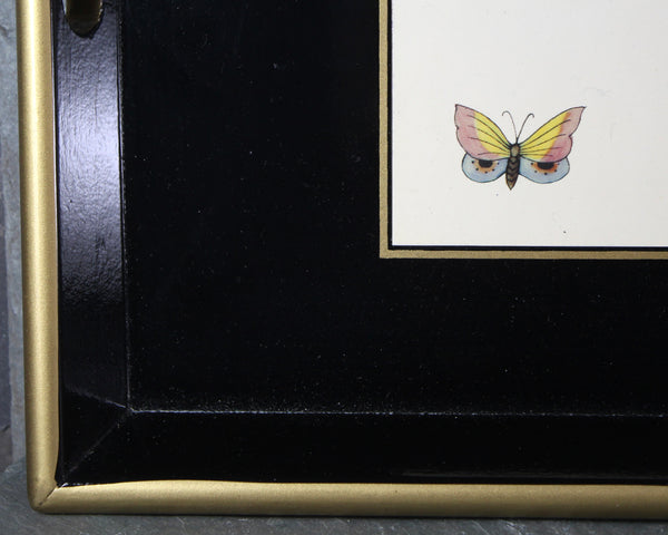 Vintage Lacquered Tray with Bird Design | Ebbels of England Lacquered Tray | Birds and Butterflies | Bixley Shop