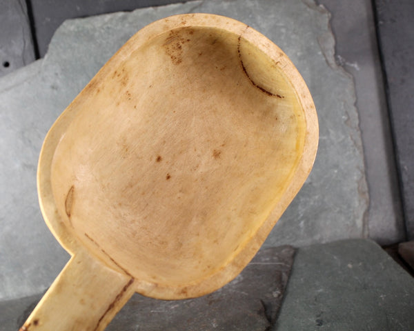 Set of 2 Hand Carved Scoops/Spoons | Folk Art Wooden Scoops with Leather Accent | Sauna Scoops | Bixley Shop